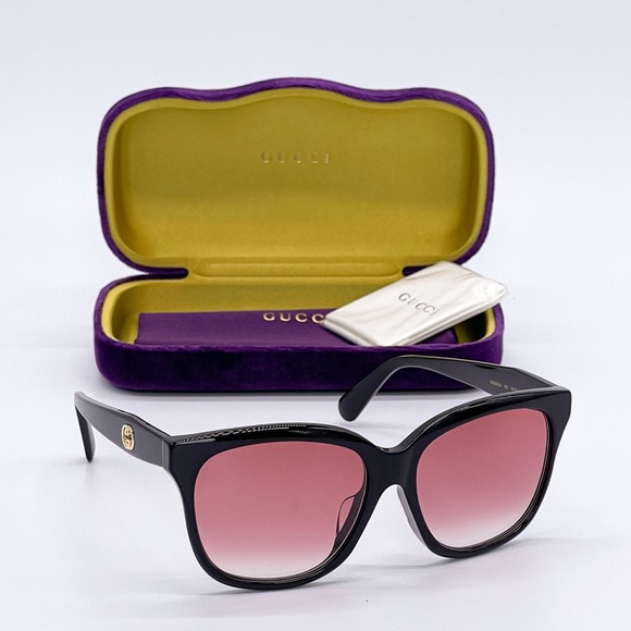 NEW GUCCI GG0800SA 002 CAT EYE BLACK RED SUNGLASSES GUCCI - Picture 4 of 15